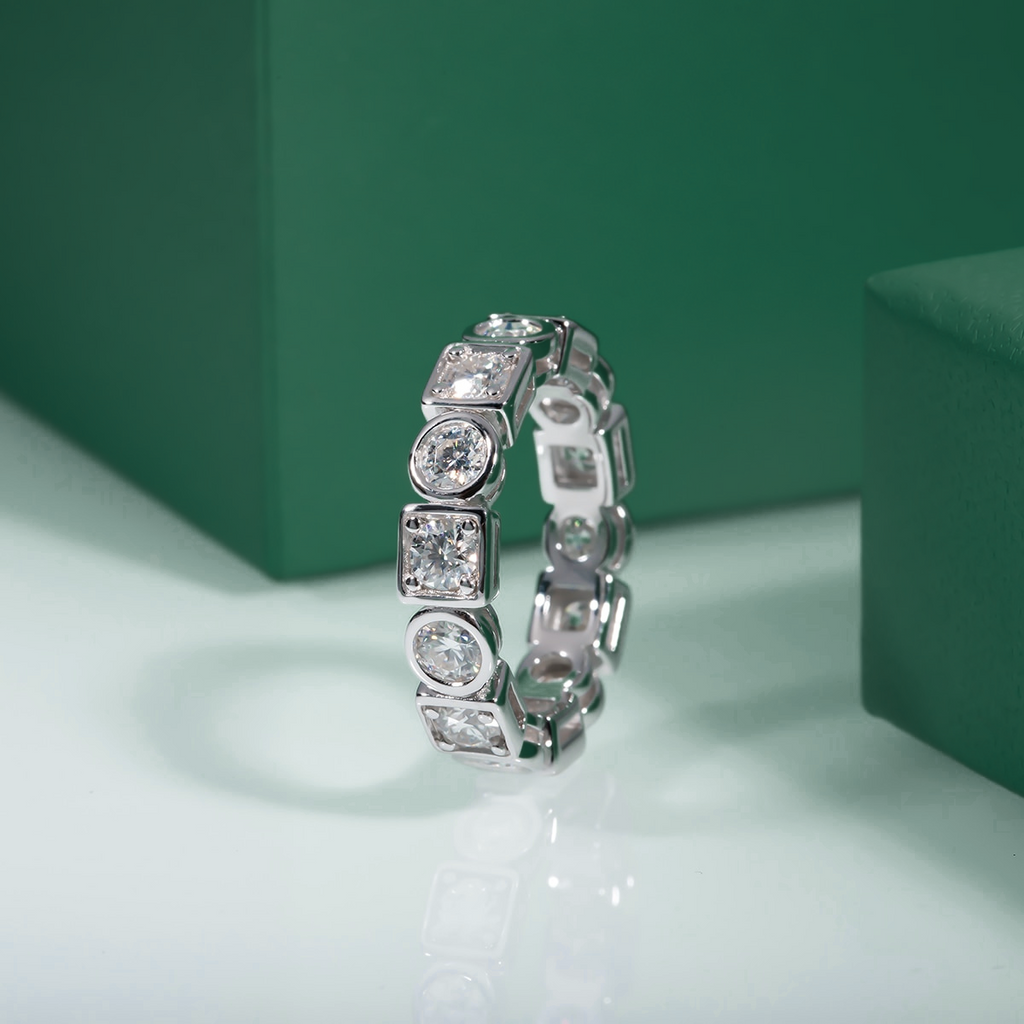 Aliança Moissanite Prata 925 com Banho de Ouro 18k - Yuna Joias - Yuna Joias