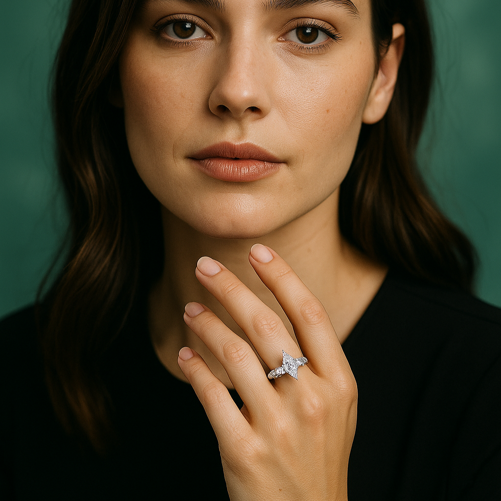 Anel com Moissanite Marquesa de 3,0 Quilates – Brilho Incomparável e Design Atemporal - Yuna Joias - Yuna Joias