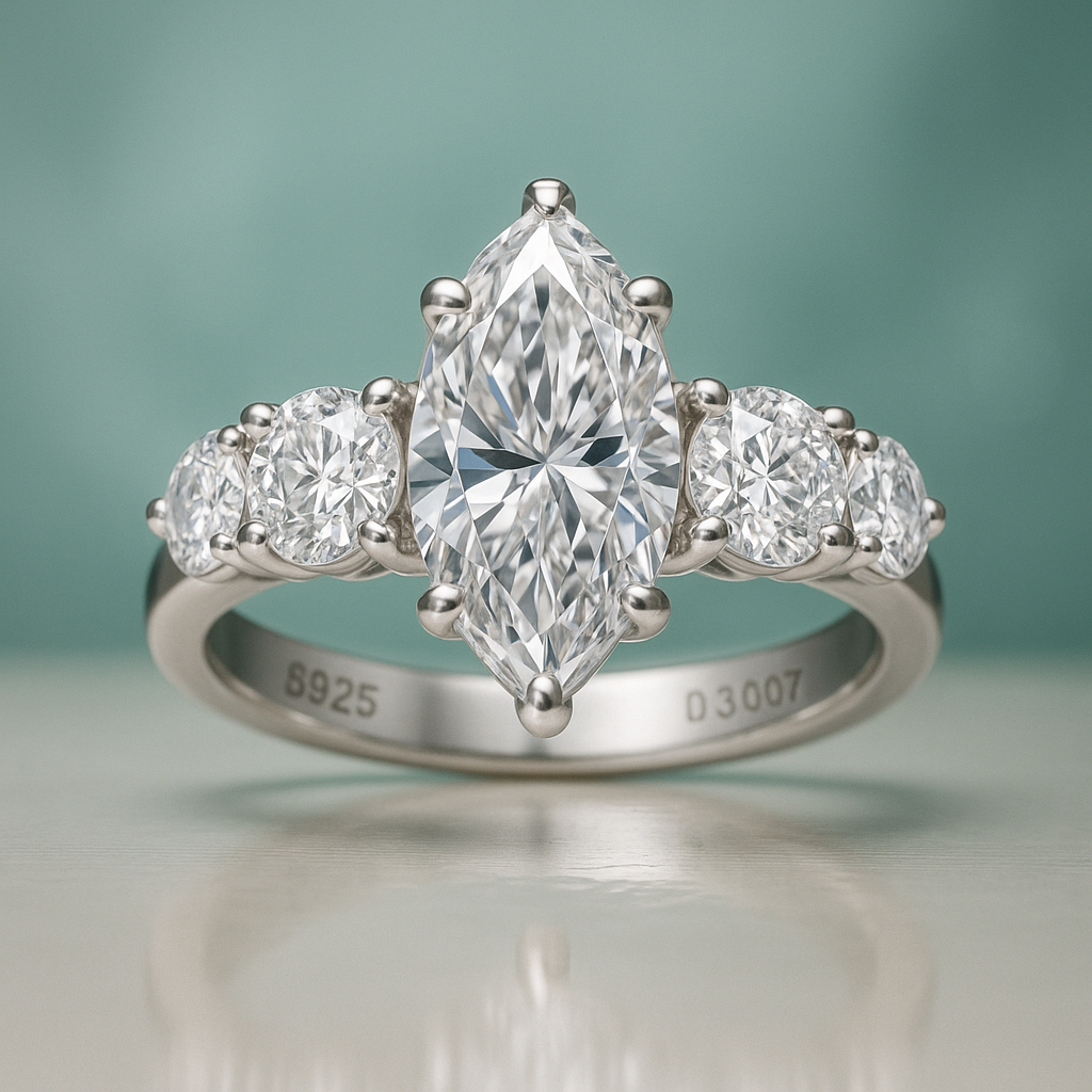 Anel com Moissanite Marquesa de 3,0 Quilates – Brilho Incomparável e Design Atemporal - Yuna Joias - Yuna Joias