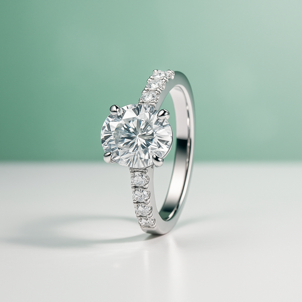 Anel Lucienne com Moissanite Oval 3.0ct – Yuna Joias - Yuna Joias