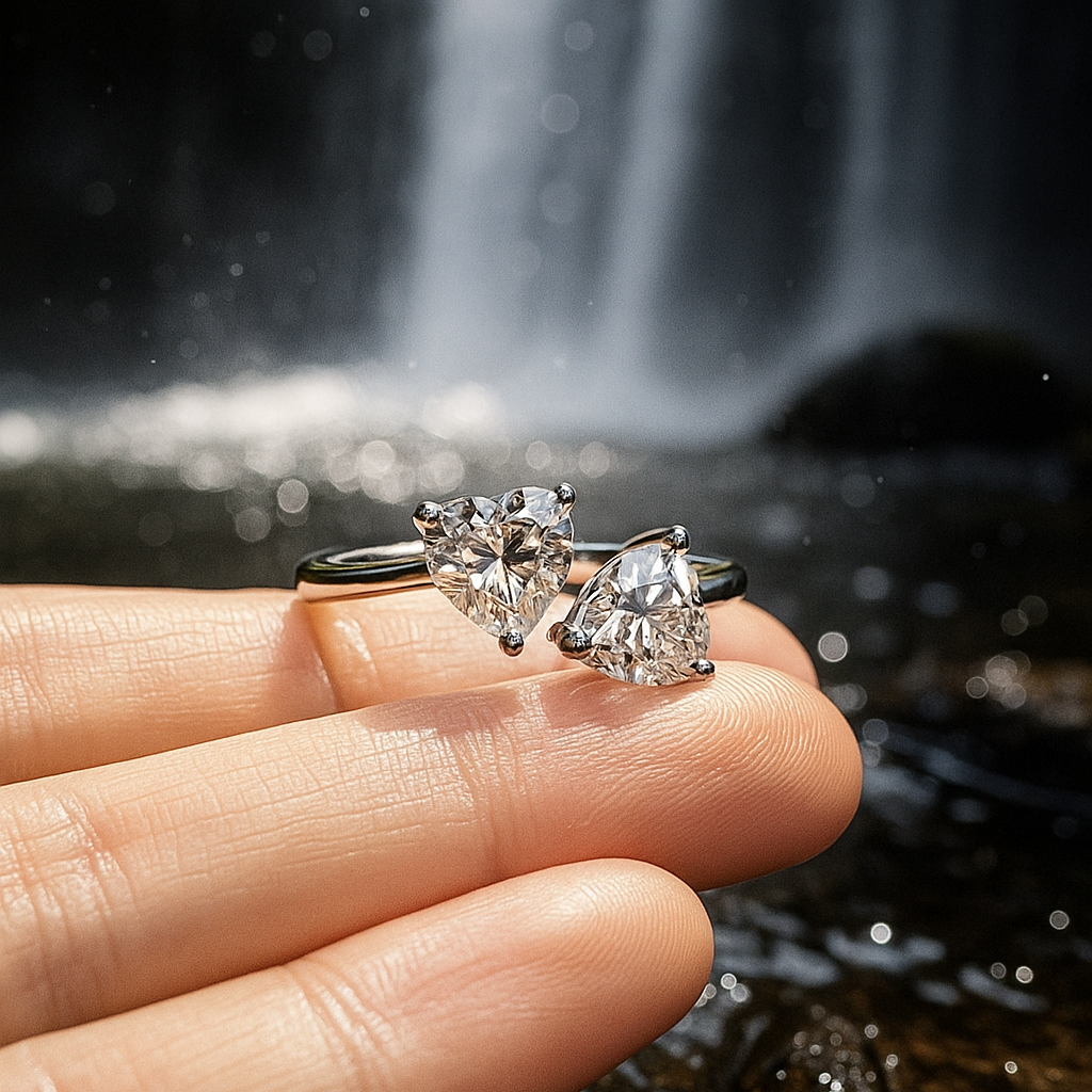 Anel Romeu e Julieta com Moissanite em Prata 925 e Ouro 18k – Yuna Joias - Yuna Joias