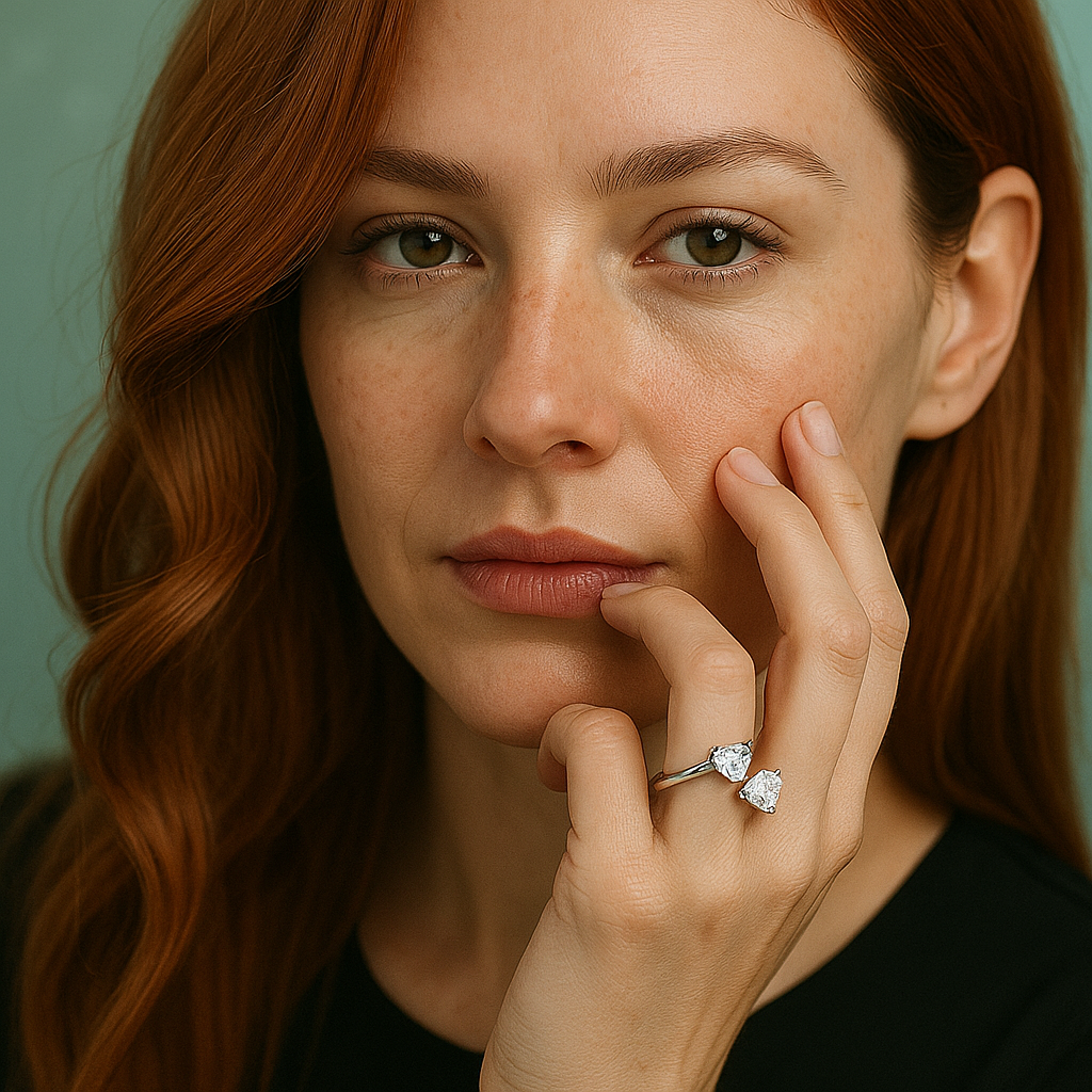 Anel Romeu e Julieta com Moissanite em Prata 925 e Ouro 18k – Yuna Joias - Yuna Joias