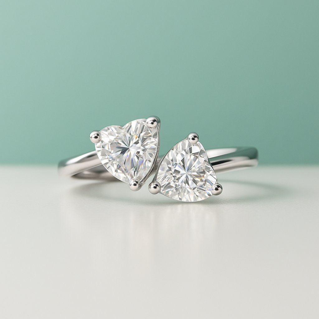 Anel Romeu e Julieta com Moissanite em Prata 925 e Ouro 18k – Yuna Joias - Yuna Joias