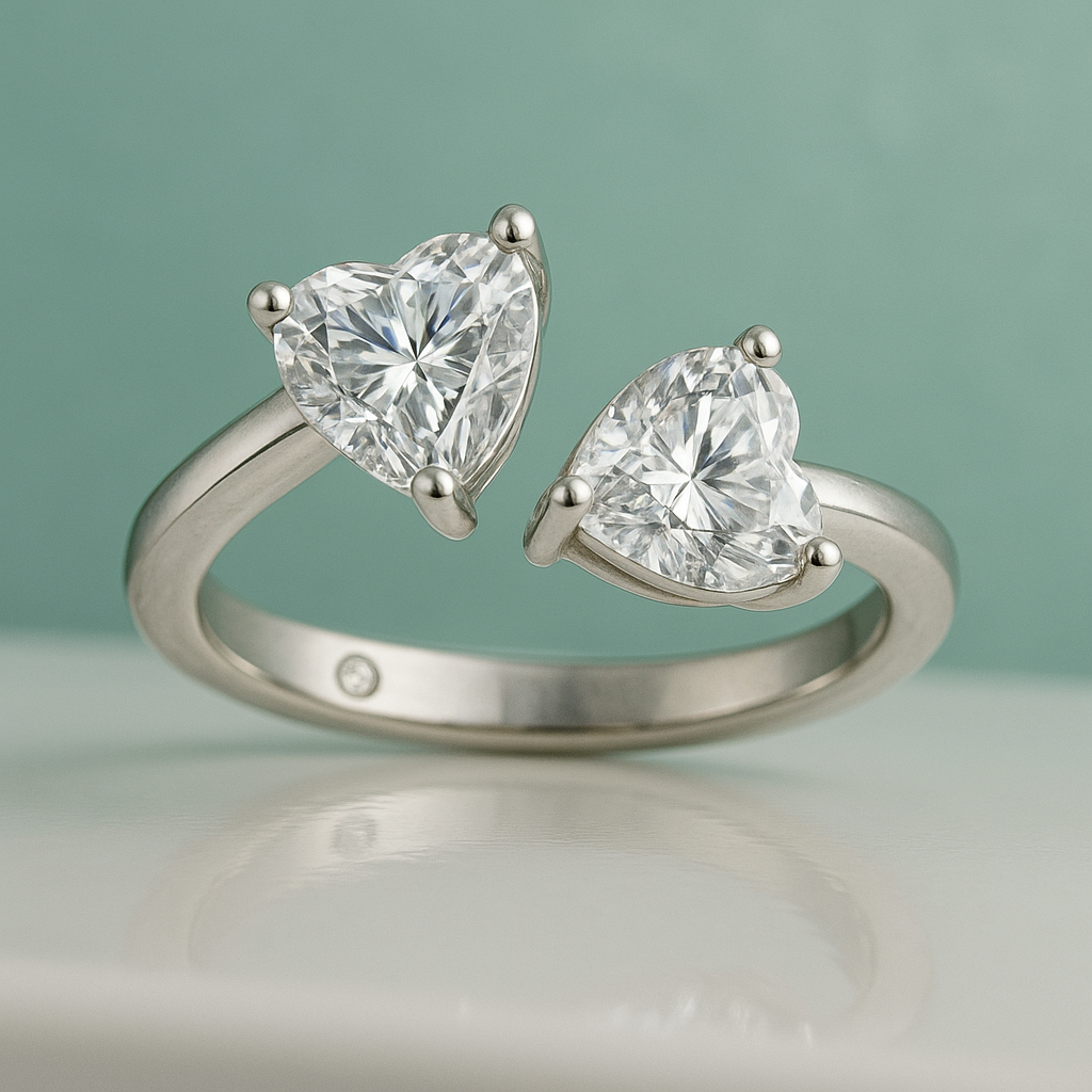 Anel Romeu e Julieta com Moissanite em Prata 925 e Ouro 18k – Yuna Joias - Yuna Joias