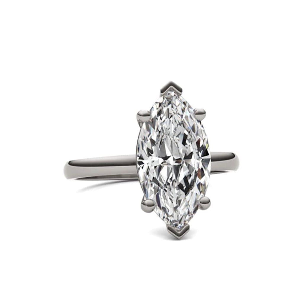 Anel Solitário com Moissanite Marquesa 3ct em Prata 925 com Banho de Ródio e Ouro Branco 18k – Yuna Joias - Yuna Joias