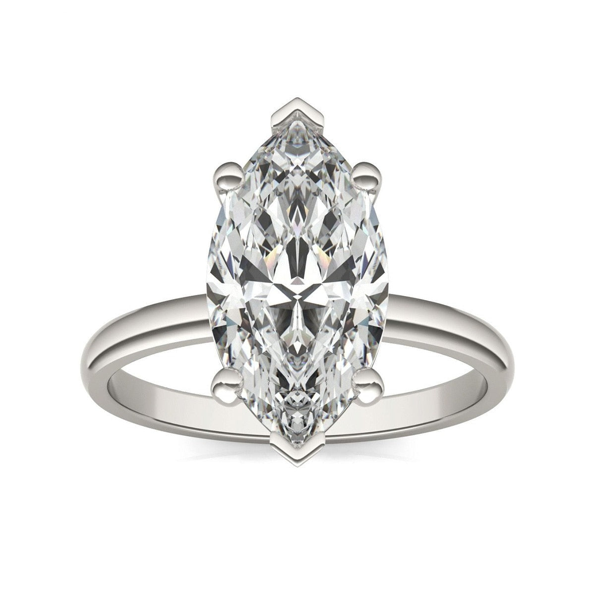 Anel Solitário com Moissanite Marquesa 3ct em Prata 925 com Banho de Ródio e Ouro Branco 18k – Yuna Joias - Yuna Joias