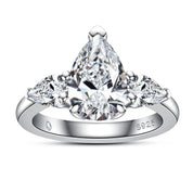 Anel com Moissanite Pera 3 Quilates em Prata 925 com Ouro 18k – Yuna Joias - Yuna Joias