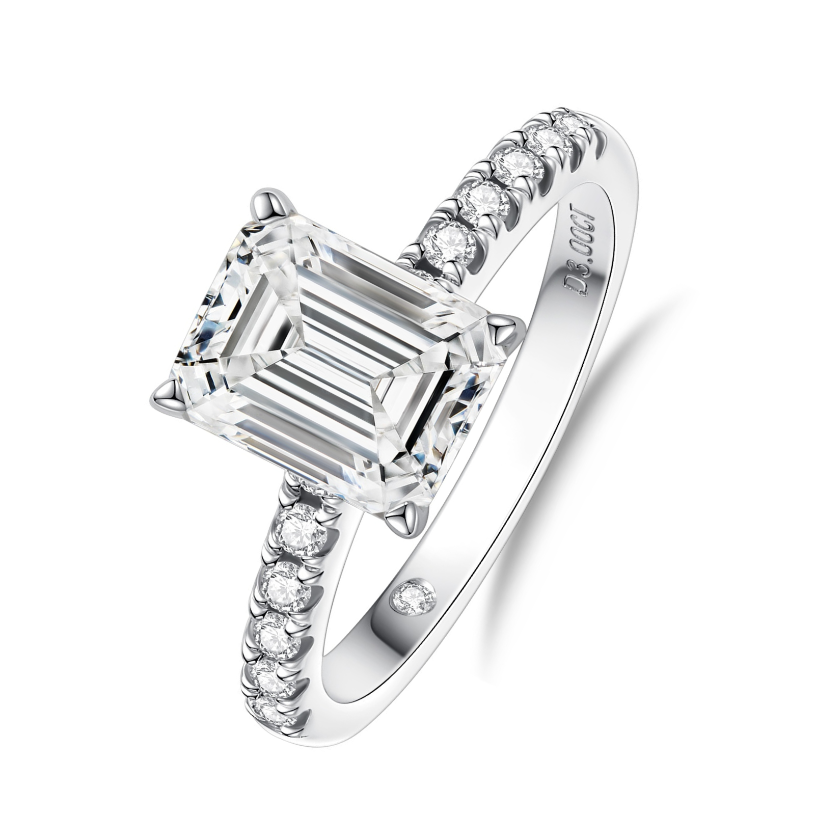 Anel Solitário Moissanite Esmeralda em Prata 925 com Banho de Ouro 18k – Yuna Joias - Yuna Joias