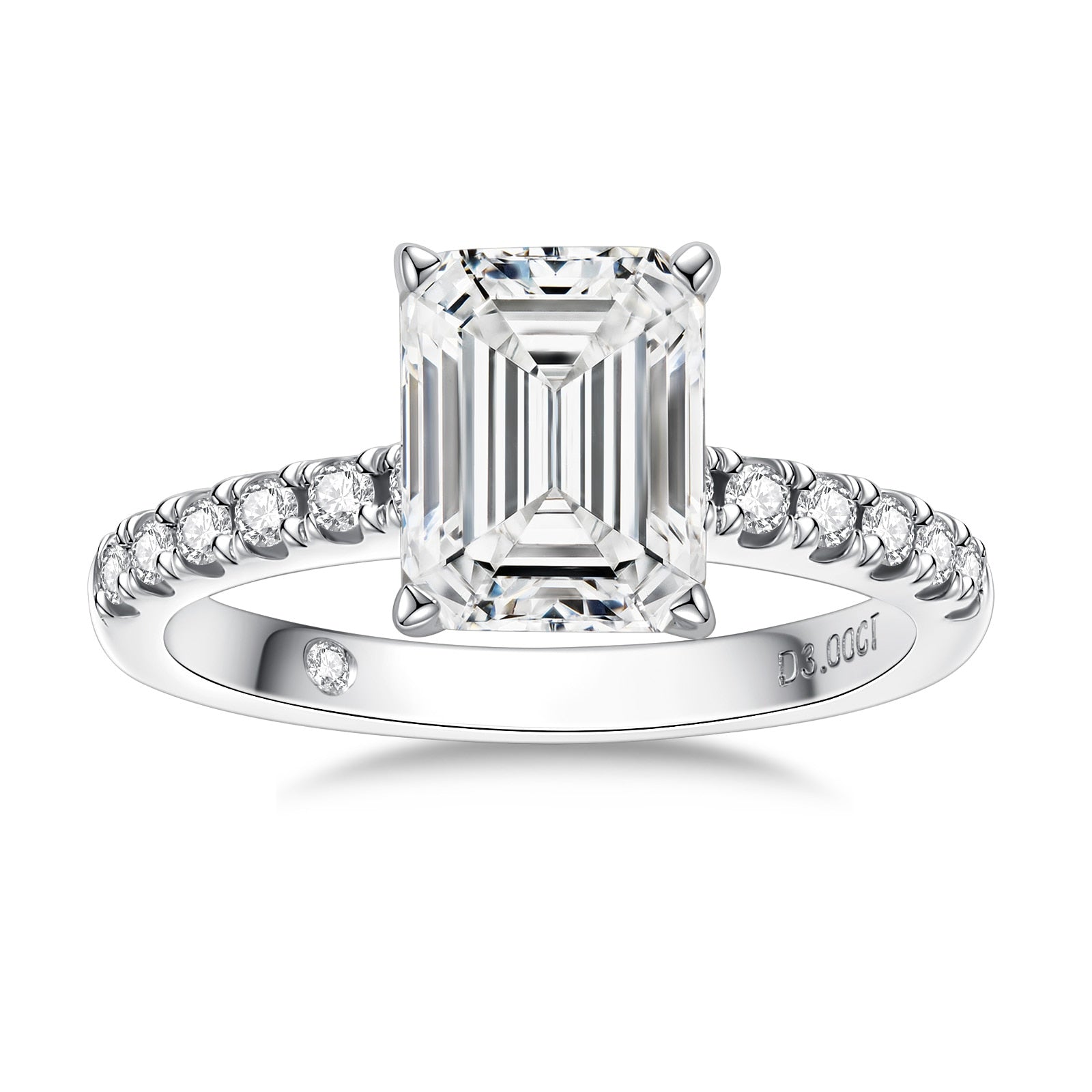 Anel Solitário Moissanite Esmeralda em Prata 925 com Banho de Ouro 18k – Yuna Joias - Yuna Joias