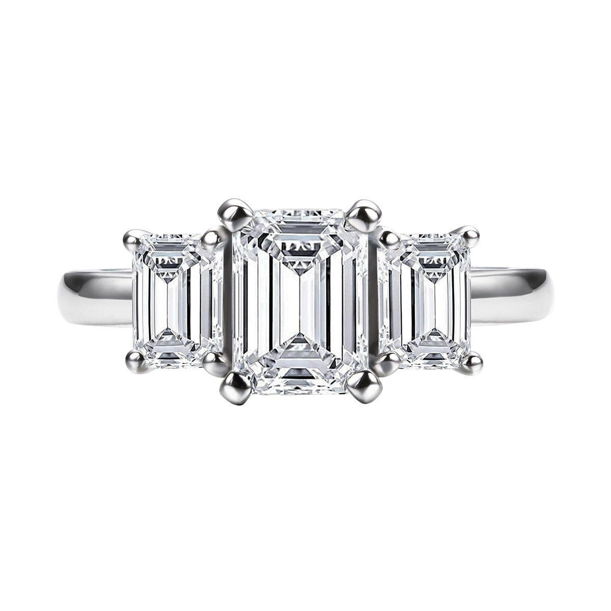 Anel Solitário com Moissanite Esmeralda de 1,6 Quilates em Prata 925 com Ouro 18k – Yuna Joias - Yuna Joias