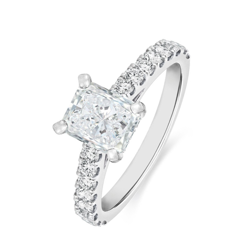 Anel Solitário com Moissanite Radiante em Prata 925 Banhada a Ouro 18k – Yuna Joias - Yuna Joias