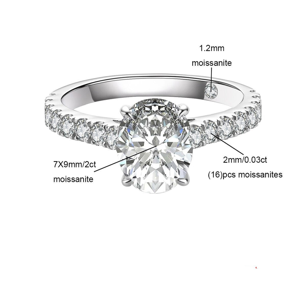 Anel de Noivado Moissanite 2 Quilates – Brilho Intenso em Prata com Ouro 18k - Yuna Joias - Yuna Joias