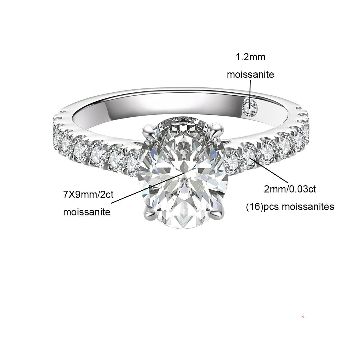 Anel de Noivado Moissanite 2 Quilates – Brilho Intenso em Prata com Ouro 18k - Yuna Joias - Yuna Joias