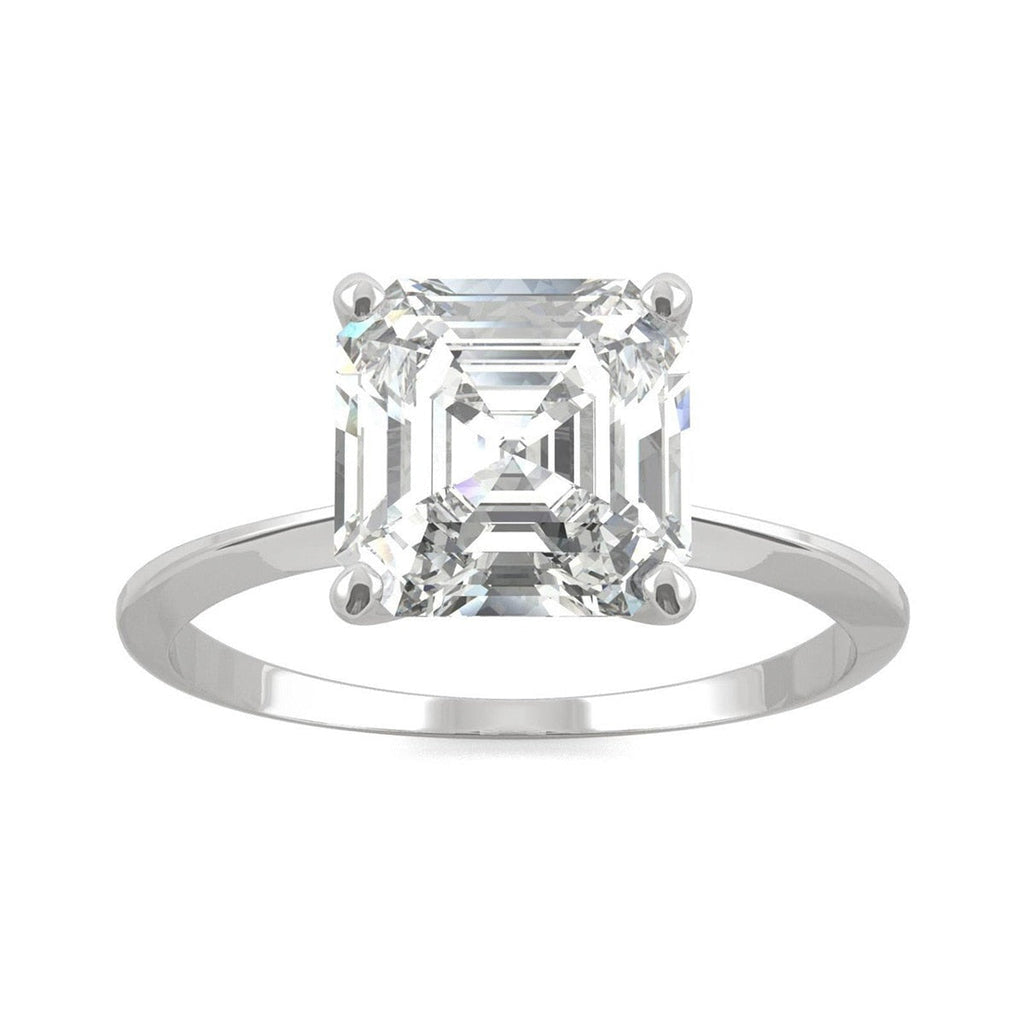 Anel Solitário com Moissanite de 3 Quilates Corte Asscher em Prata 925 e Ouro Branco 18k – Yuna Joias - Yuna Joias