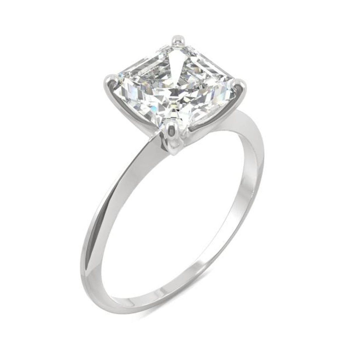 Anel Solitário com Moissanite de 3 Quilates Corte Asscher em Prata 925 e Ouro Branco 18k – Yuna Joias - Yuna Joias