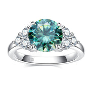 Anel Solitário com Moissanite Verde de 3,0 Quilates em Prata 925 com Banho de Ouro 18k - Yuna Joias - Yuna Joias