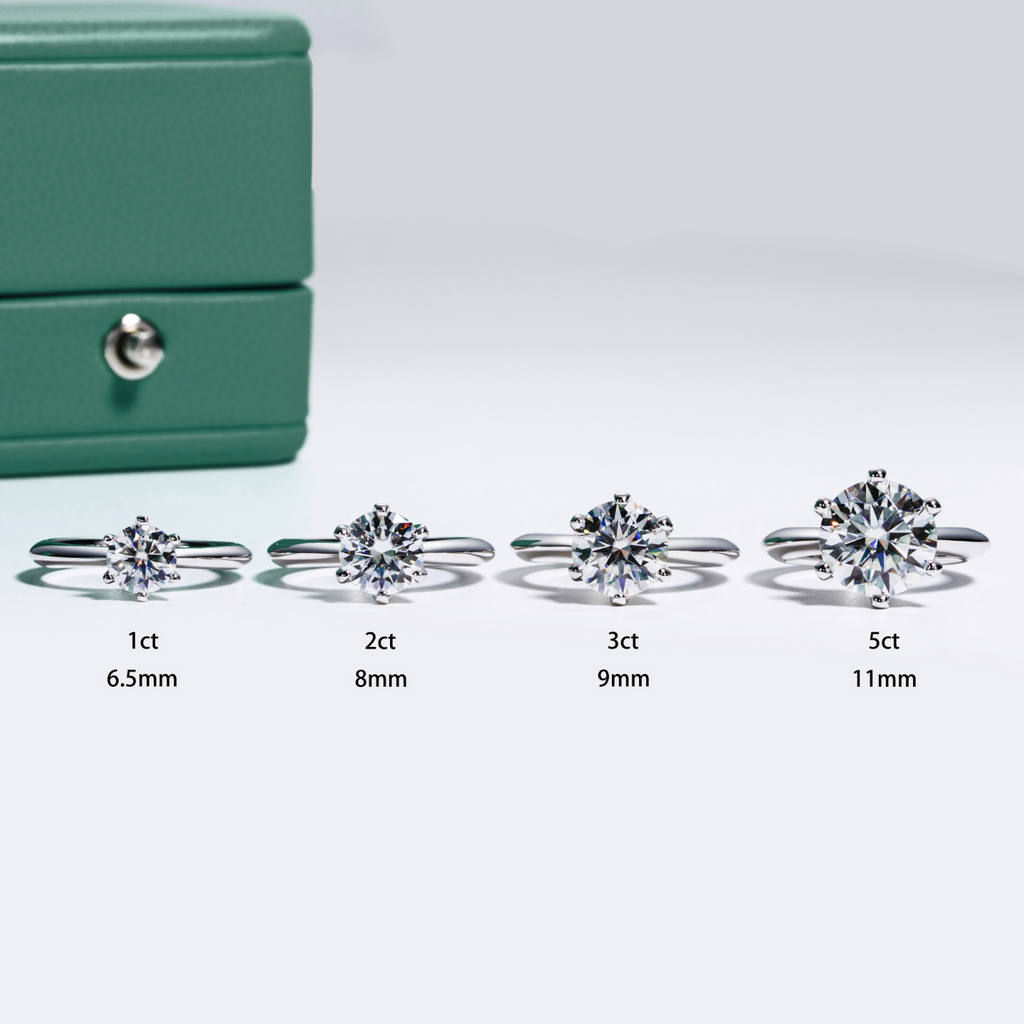 Anel Solitário em Moissanite e Prata 925 com Banho de Ouro Branco 18k – Yuna Joias - Yuna Joias