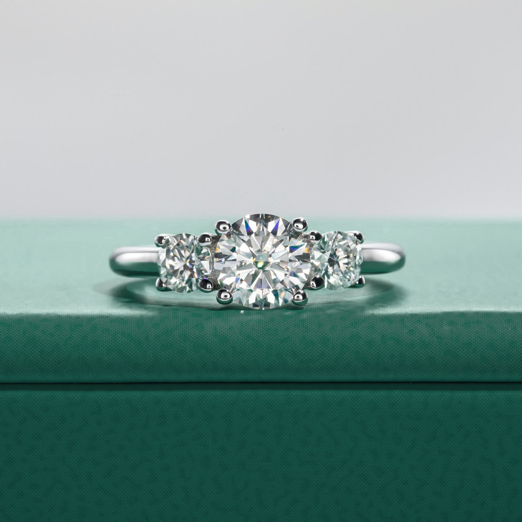 Anel Solitário de Moissanite 1,6 Quilates em Prata 925 com Ouro Branco 18k – Yuna Joias - Yuna Joias