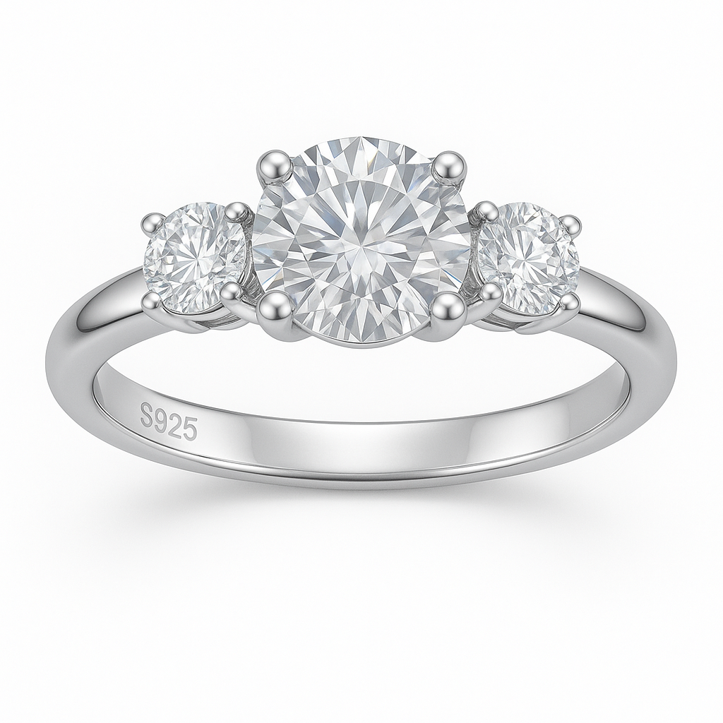 Anel Solitário de Moissanite 1,6 Quilates em Prata 925 com Ouro Branco 18k – Yuna Joias - Yuna Joias