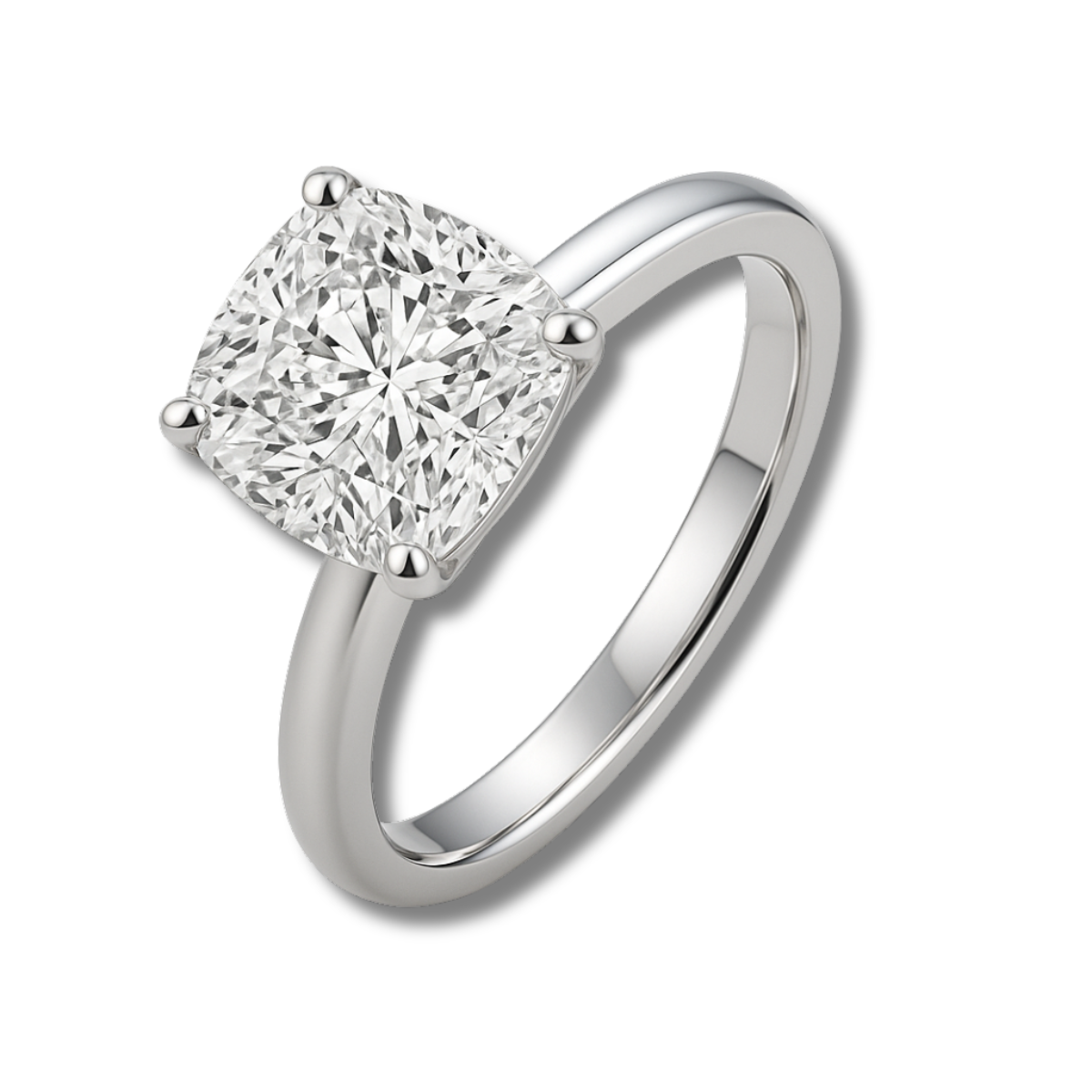 Anel Solitário Moissanite Cushion 3,5ct em Prata 925 com Ouro Branco 18k – Yuna Joias - Yuna Joias