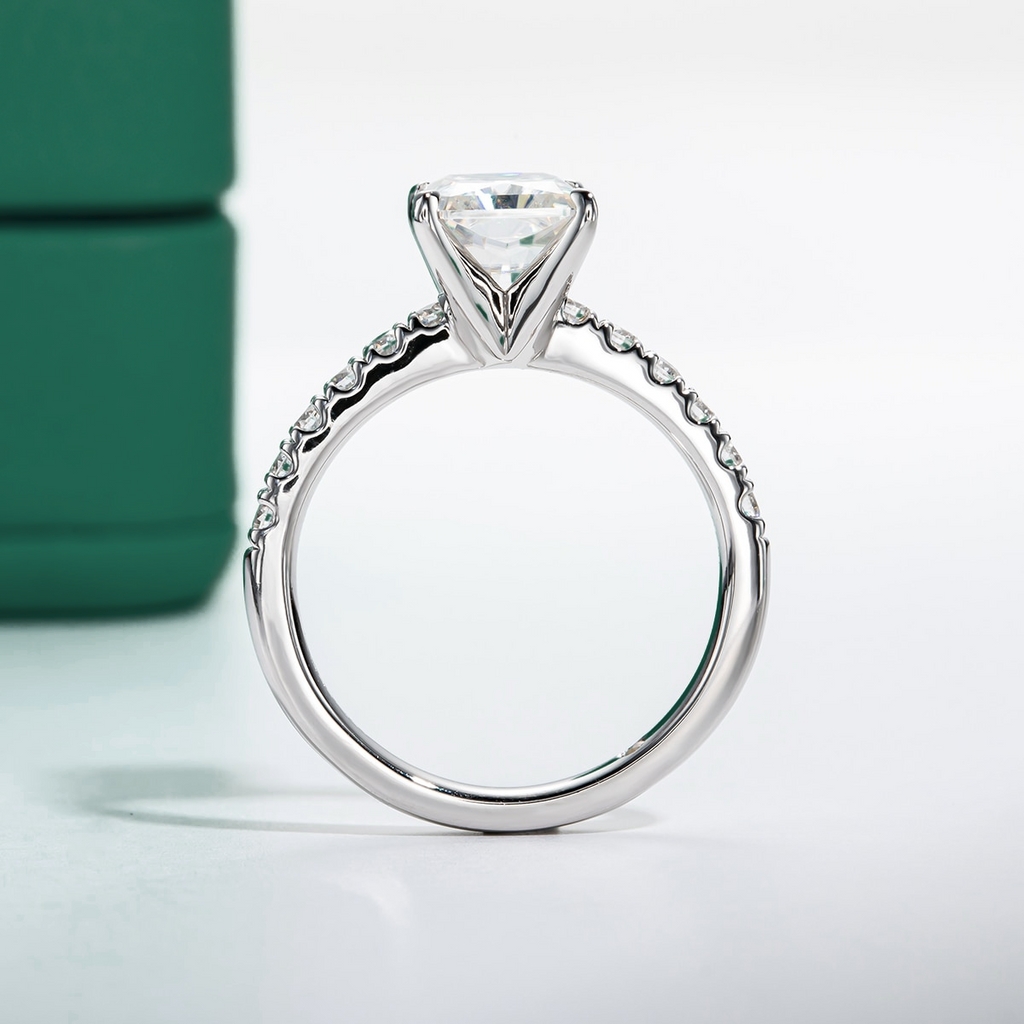 Anel Solitário de Moissanite 3 Quilates em Prata 925 com Ouro Branco 18k – Yuna Joias - Yuna Joias