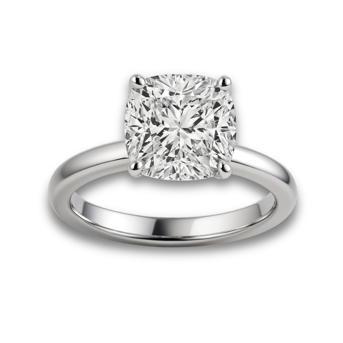 Anel Solitário Moissanite Cushion 3,5ct em Prata 925 com Ouro Branco 18k – Yuna Joias - Yuna Joias