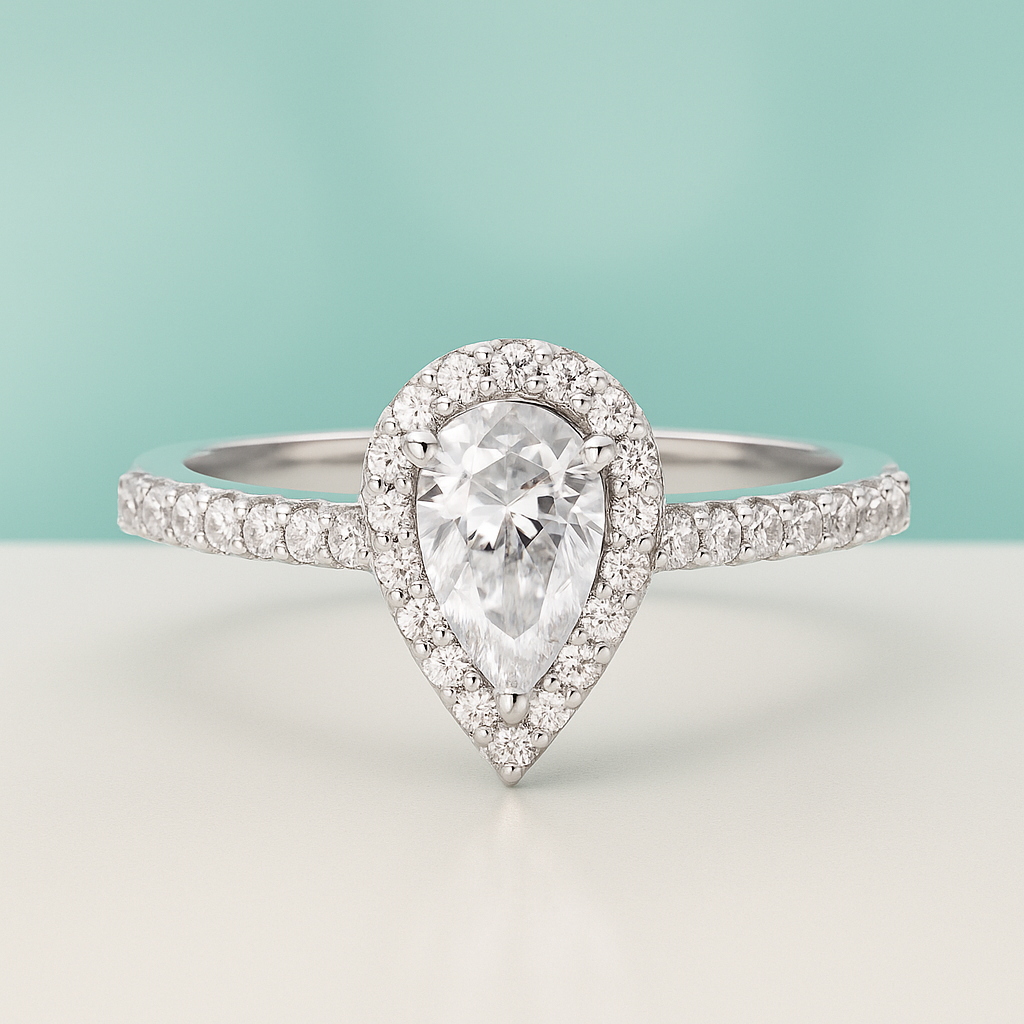 Anel Solitário Halo com Moissanite 1 Quilate Prata 925 com Ouro Branco 18k - Yuna Joias - Yuna Joias