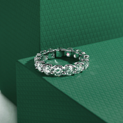 Aliança Sienna com Moissanite Brilhante – Prata 925 e Ouro Branco 18k - Yuna Joias - Yuna Joias