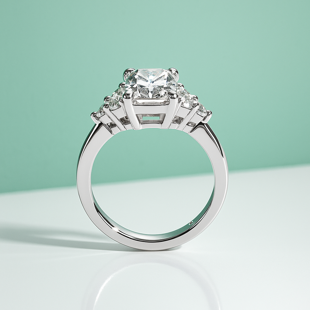 Anel Solitário Moissanite 3,0ct em Prata 925 com Banho de Ouro 18k - Yuna Joias - Yuna Joias