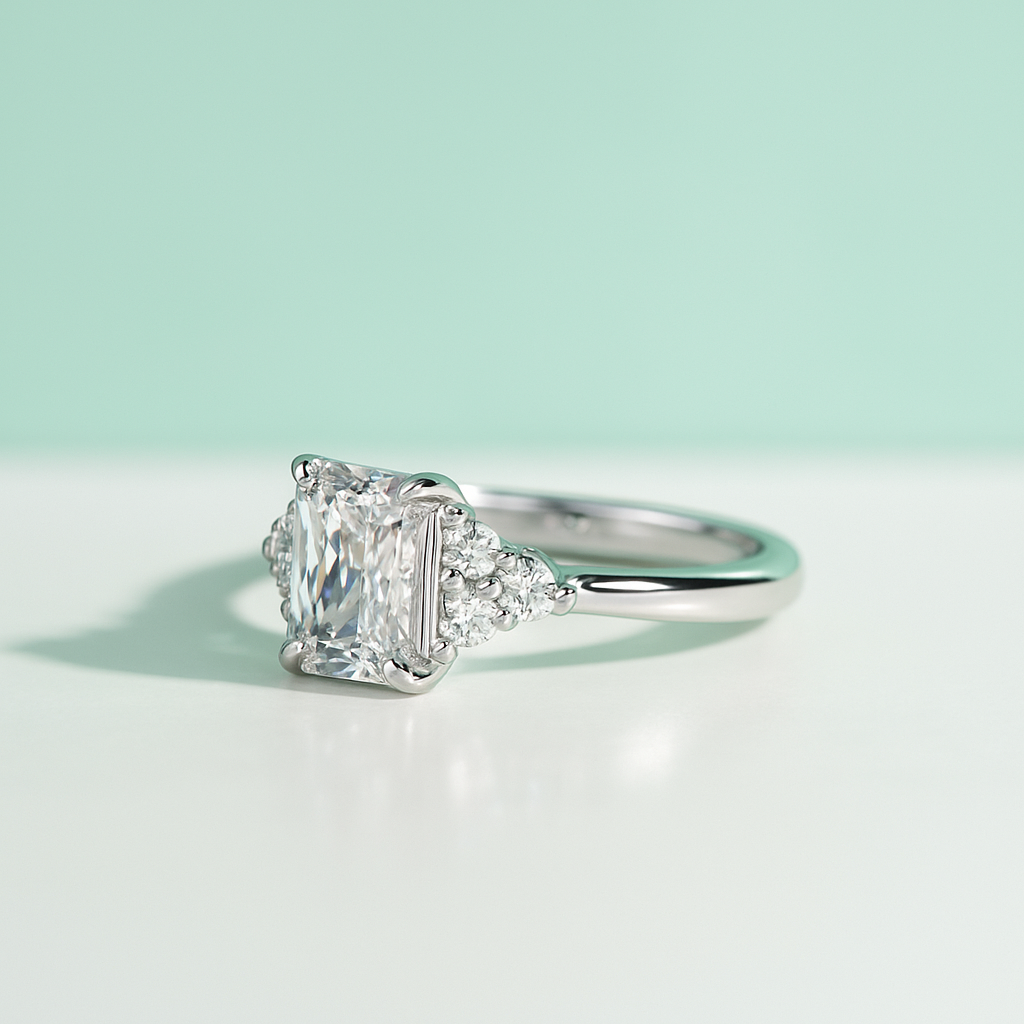 Anel Solitário Moissanite 3,0ct em Prata 925 com Banho de Ouro 18k - Yuna Joias - Yuna Joias