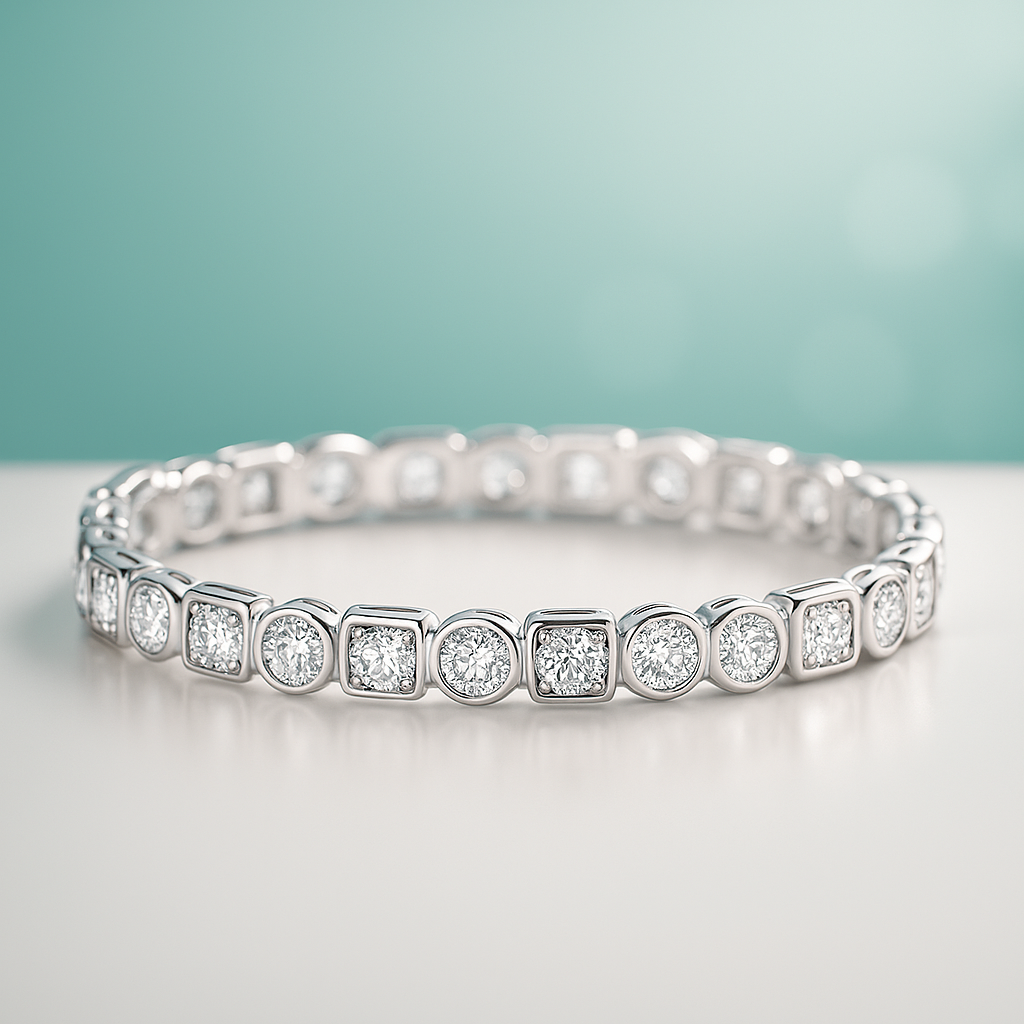 Bracelete Moissanite em Prata 925 com Ródio e Ouro Branco – Yuna Joias - Yuna Joias