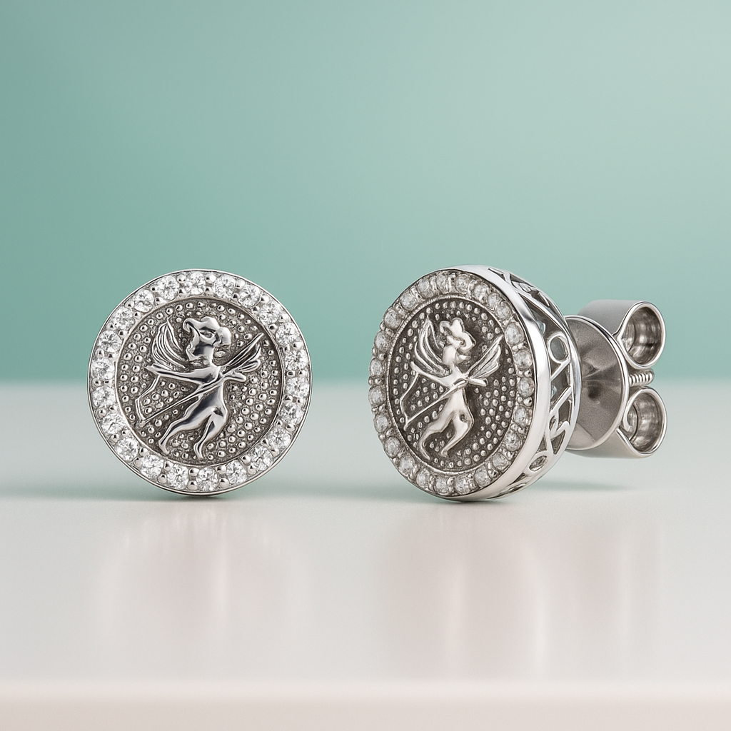 Brinco Anjo de Luz em Moissanite Prata 925 com Banho de Ouro 18k - Yuna Joias - Yuna Joias