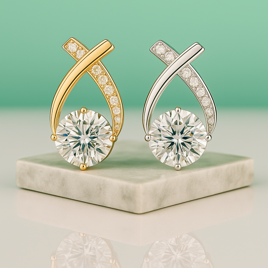 Brinco em Prata 925 com Moissanite - Yuna Joias - Yuna Joias