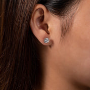 Brinco Flor de Lótus em Prata 925 Moissanite - Yuna Joias - Yuna Joias