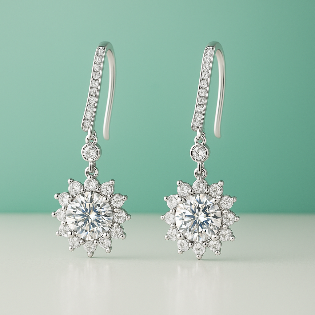 Brincos com Moissanite 2.0ct – Prata 925 com Banho de Ouro 18k - Yuna Joias - Yuna Joias