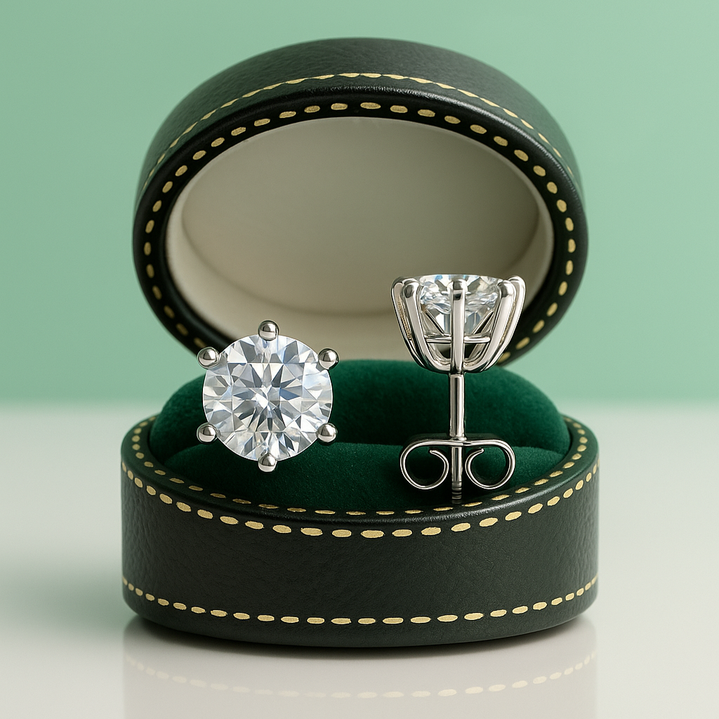 Brincos com Moissanite 2.0ct – Prata 925 com Banho de Ouro 18k - Yuna Joias - Yuna Joias