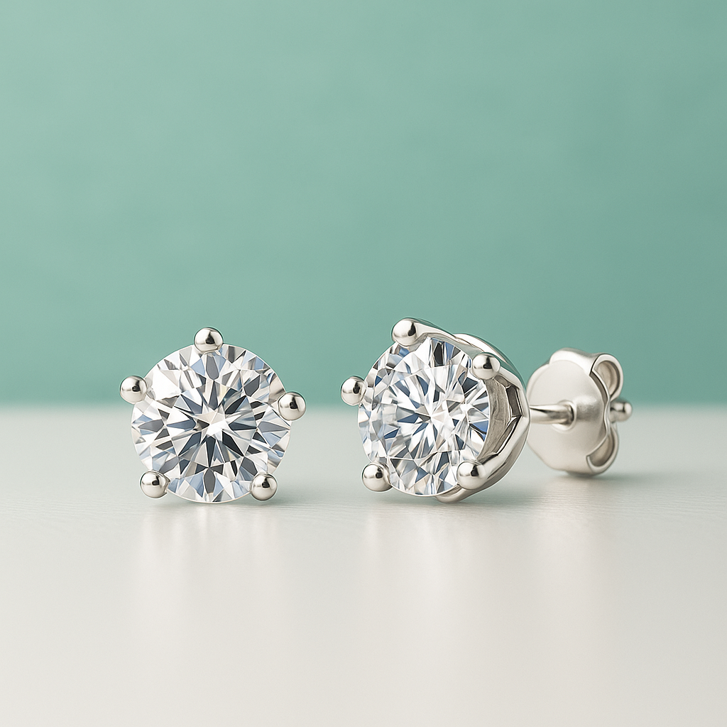 Brincos com Moissanite 2.0ct – Prata 925 com Banho de Ouro 18k - Yuna Joias - Yuna Joias