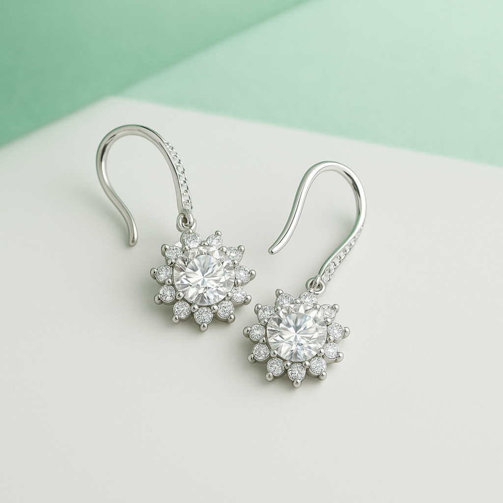 Brincos com Moissanite 2.0ct – Prata 925 com Banho de Ouro 18k - Yuna Joias - Yuna Joias