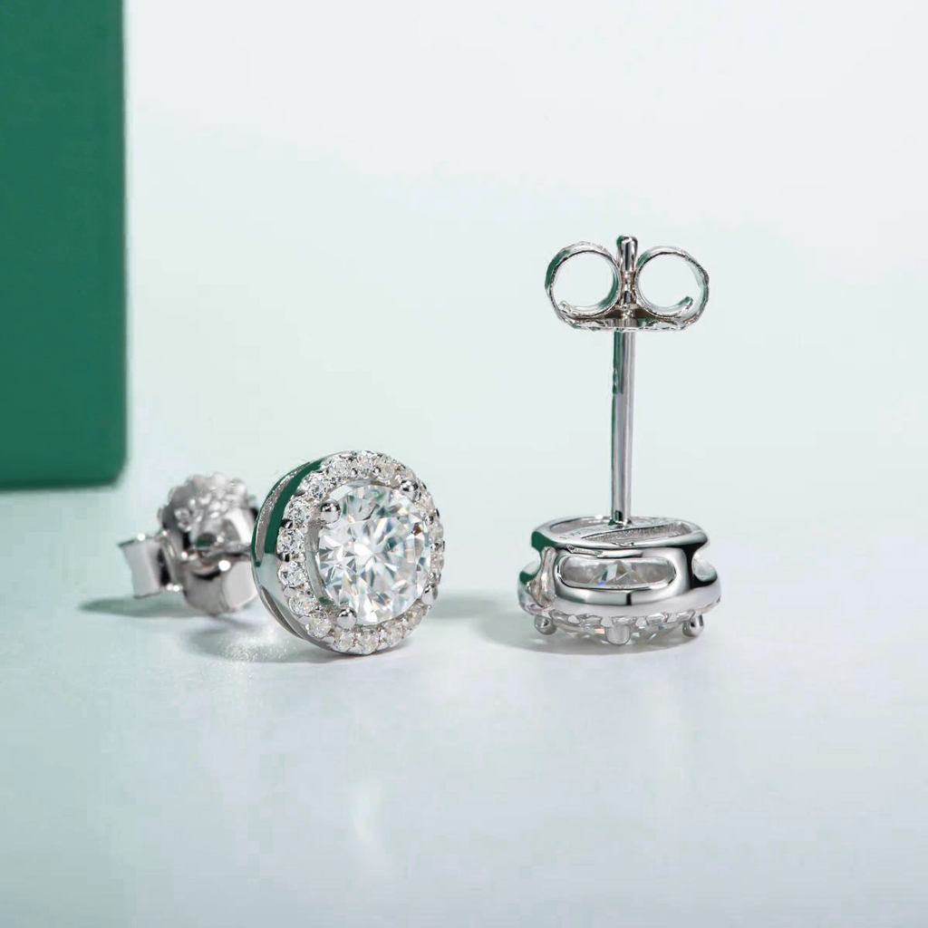 Brincos de Moissanite 1ct com Prata 925 Banhada a Ouro 18k - Yuna Joias - Yuna Joias