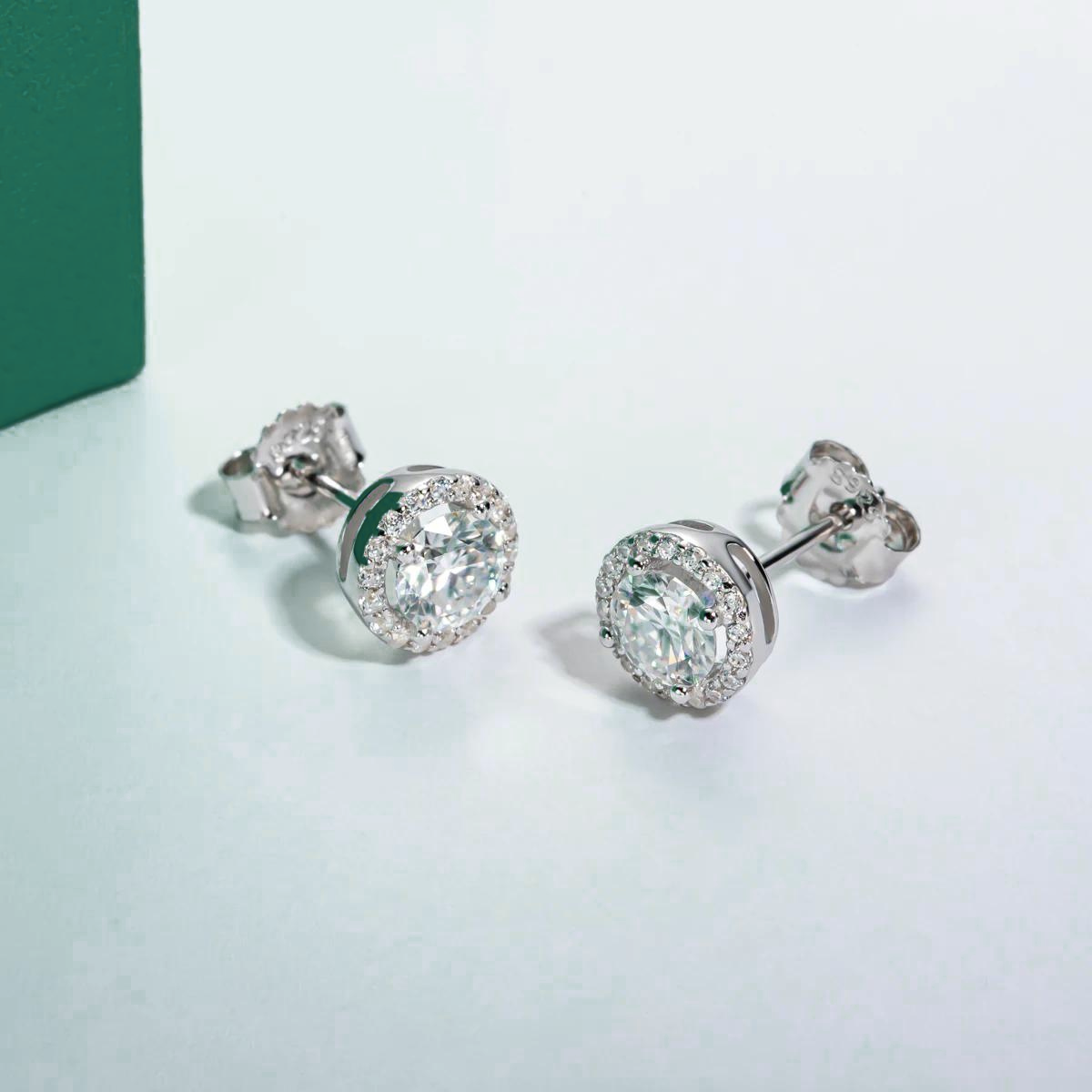 Brincos de Moissanite 1ct com Prata 925 Banhada a Ouro 18k - Yuna Joias - Yuna Joias