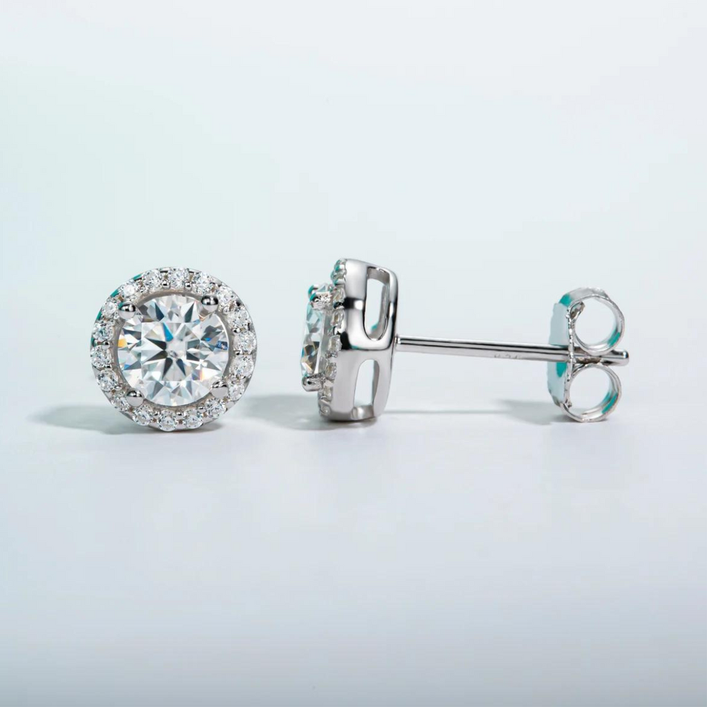 Brincos de Moissanite 1ct com Prata 925 Banhada a Ouro 18k - Yuna Joias - Yuna Joias