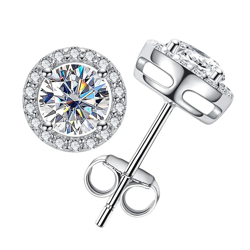 Brincos de Moissanite 1ct com Prata 925 Banhada a Ouro 18k - Yuna Joias - Yuna Joias