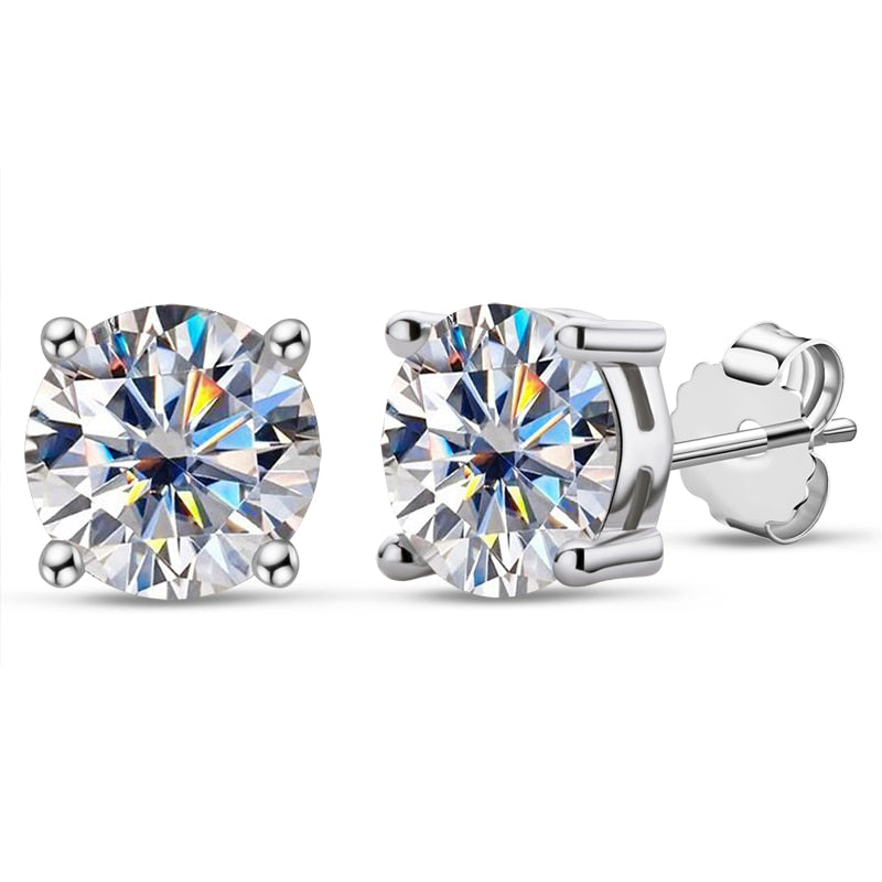 Brinco de Moissanite 4.0ct Prata 925 com Banho de Ouro Branco – Yuna Joias - Yuna Joias