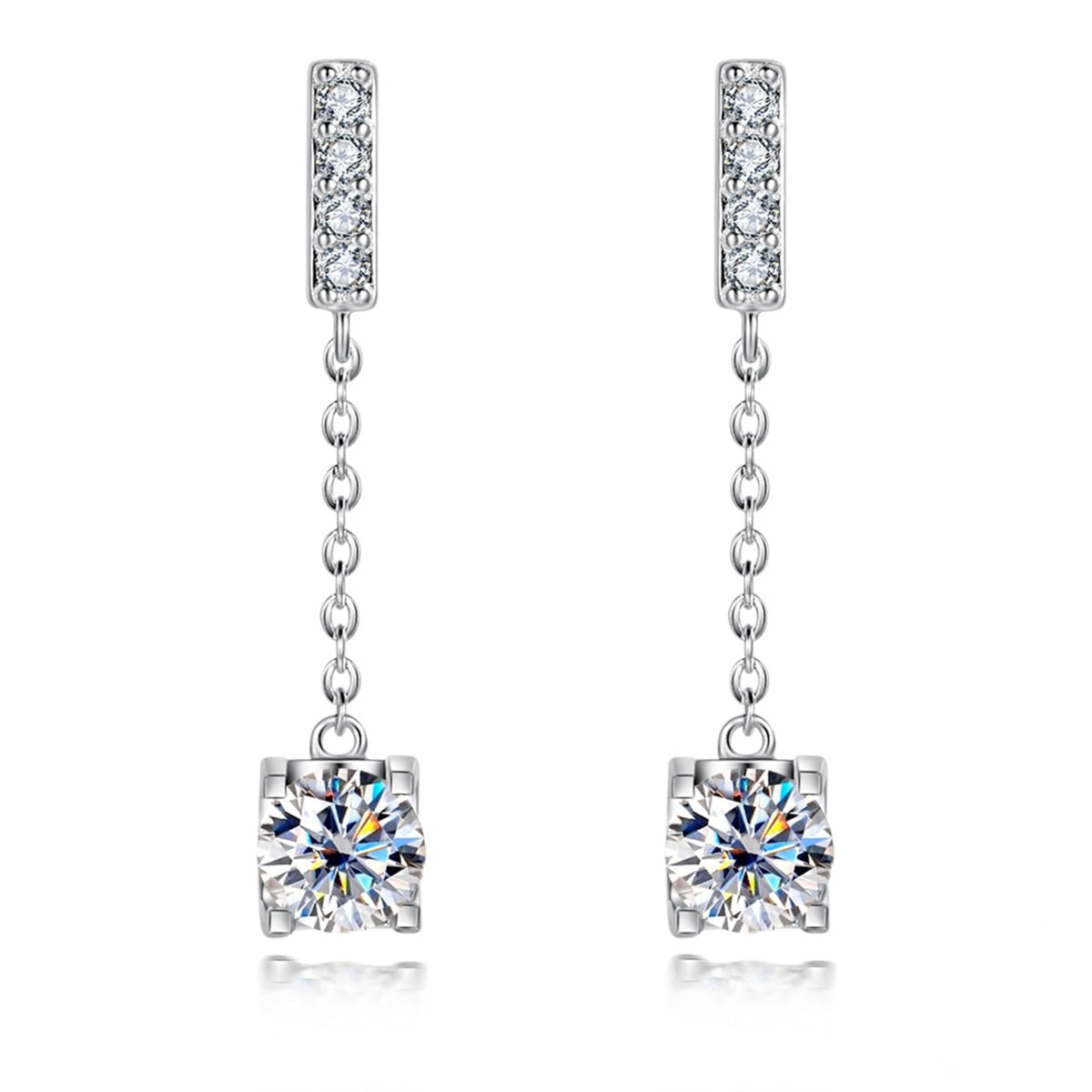 Brincos de Moissanite 2,0ct com Prata 925 e Banho de Ouro 18k – Yuna Joias - Yuna Joias