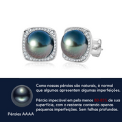 Joia com Pérola Negra do Tahiti 9-10mm e Moissanite D-VVS1 em Prata 925 com Banho de Ouro Branco 18k – Yuna Joias - Yuna Joias