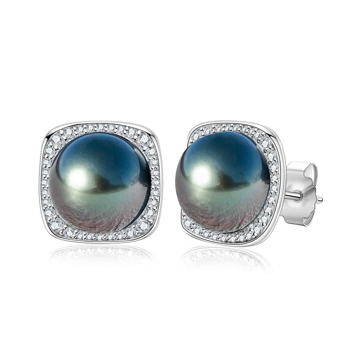 Joia com Pérola Negra do Tahiti 9-10mm e Moissanite D-VVS1 em Prata 925 com Banho de Ouro Branco 18k – Yuna Joias - Yuna Joias