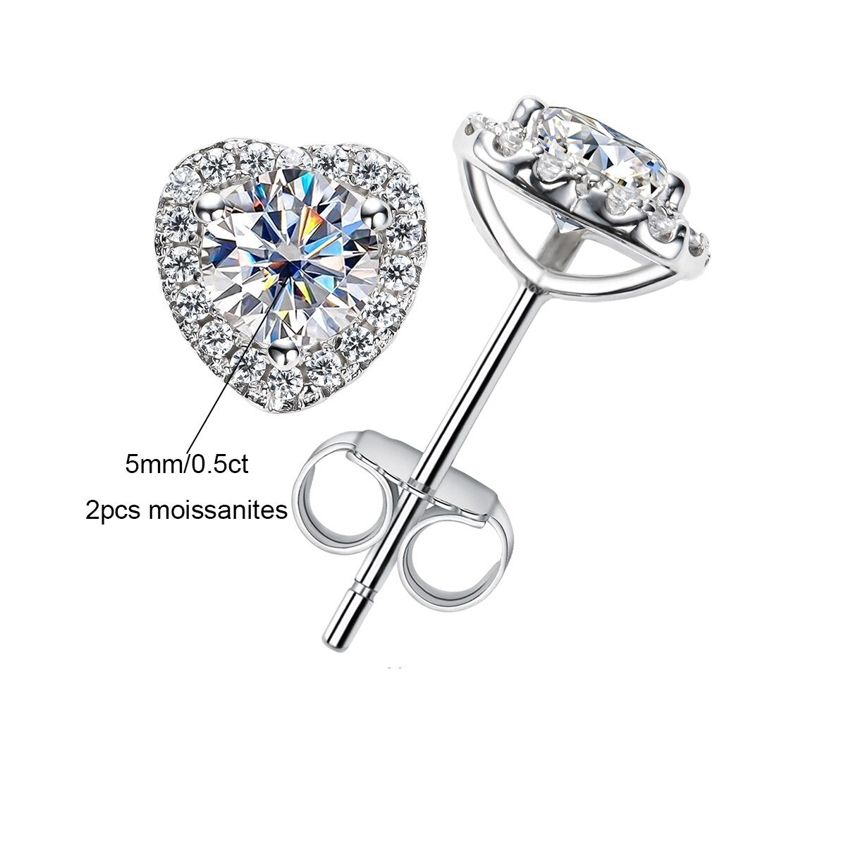 Brinco de Moissanite Coração 0,5ct em Prata 925 com Banho de Ouro 18k – Yuna Joias - Yuna Joias