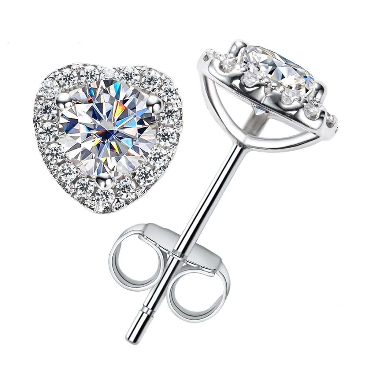 Brinco de Moissanite Coração 0,5ct em Prata 925 com Banho de Ouro 18k – Yuna Joias - Yuna Joias