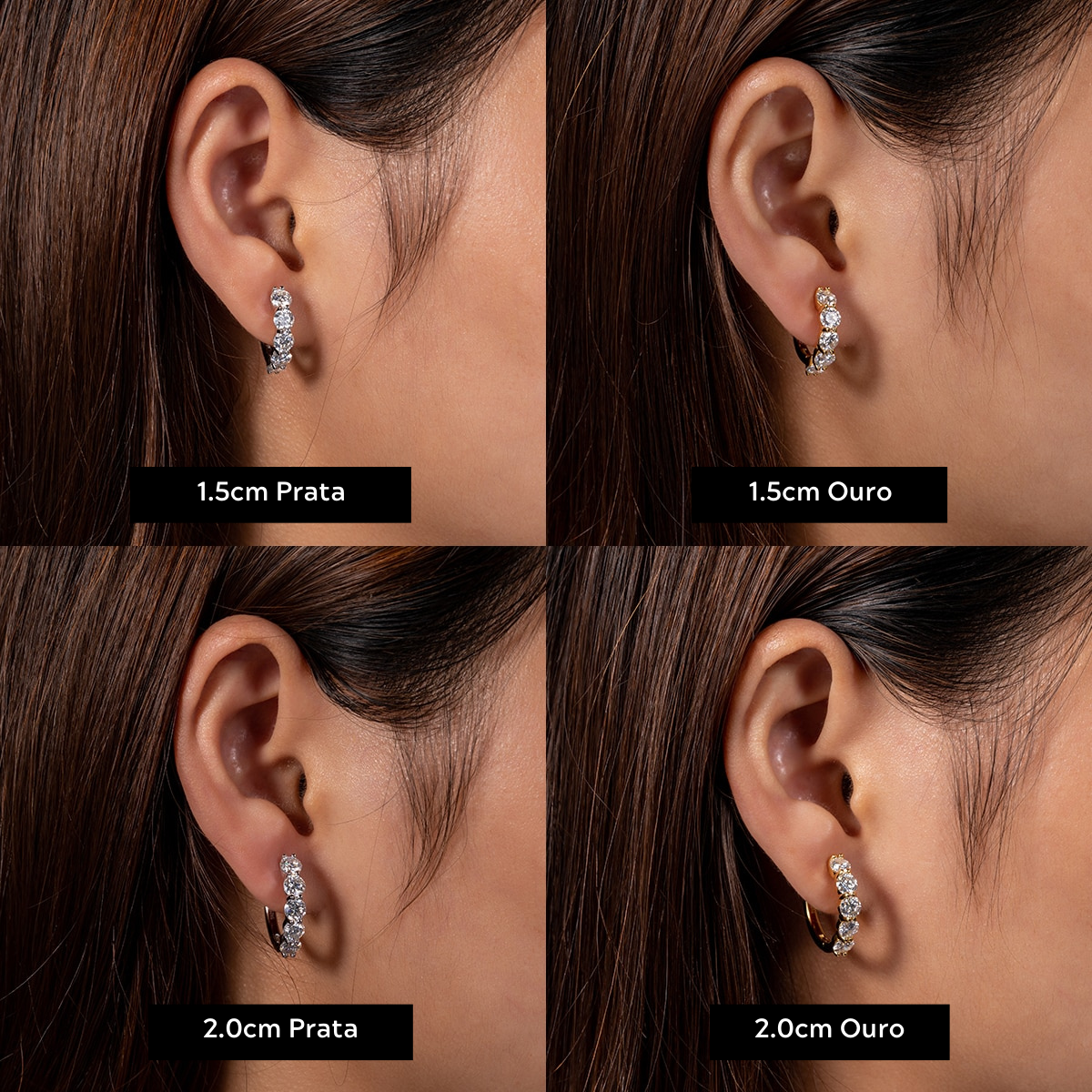 Brincos em Prata 925 com Banho de Ouro 18k e Moissanite – Yuna Joias - Yuna Joias