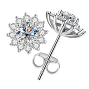 Brinco de Moissanite 1,0 Quilate Flor de Girassol em Prata 925 com Banhado a Ouro 18k – Yuna Joias - Yuna Joias
